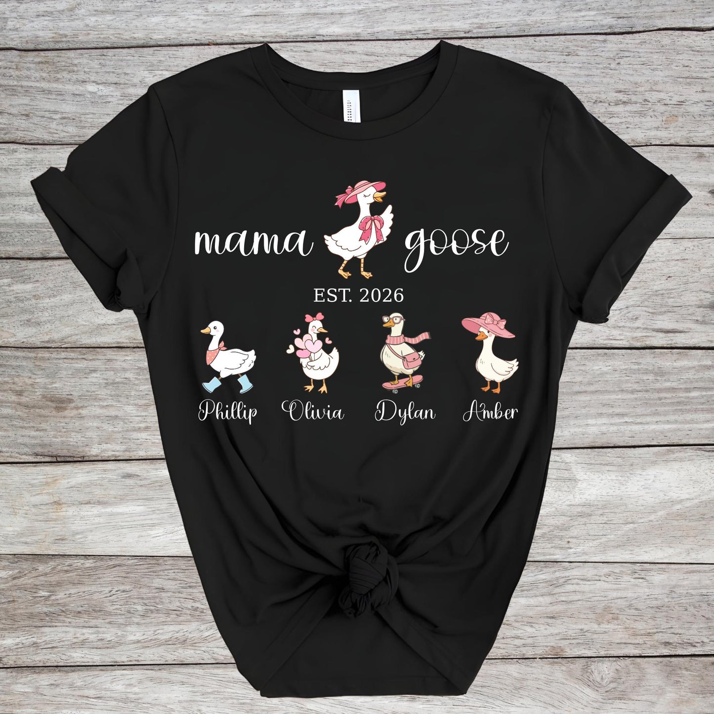 Personalized Mama Goose Shirt Gigi Duck Shirts Mothers Day Gift For Mom Custom Kids Name Tee