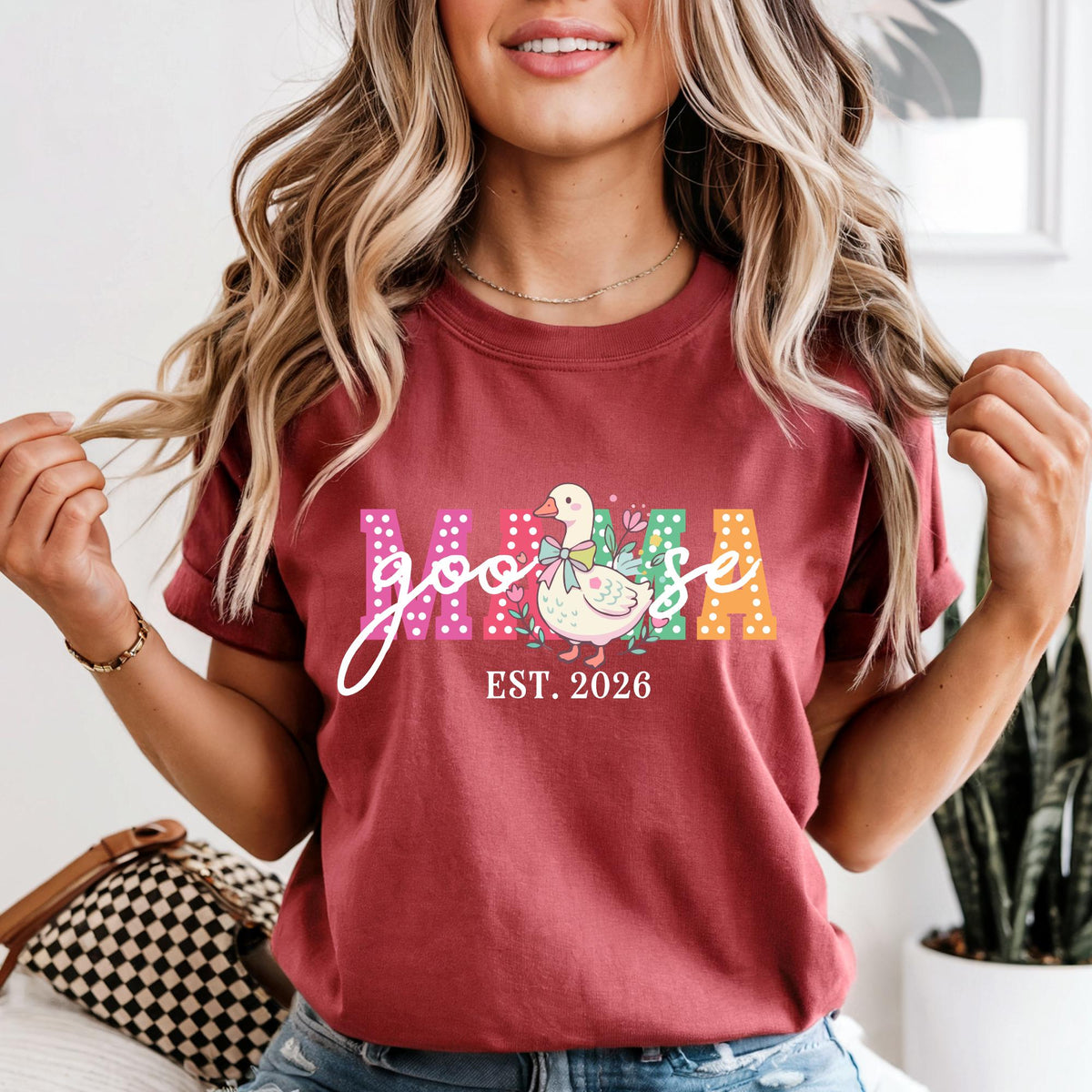 Custom Comfort Colors® Mama Goose Shirt Mothers Day Gift, Mom Duck Shirts Personalized Kids Name Tee