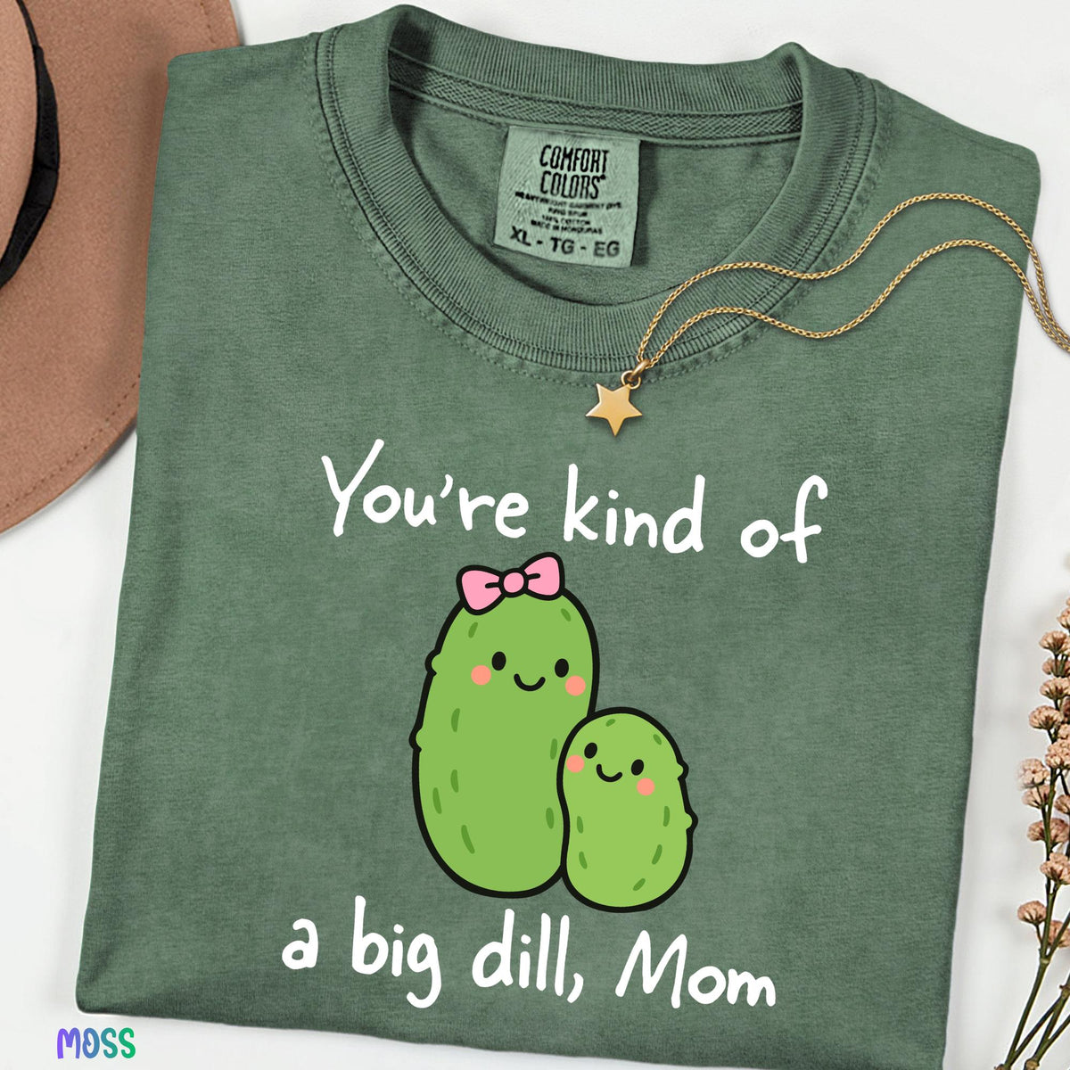 Big Dill Mom Shirt Comfort Colors®, Funny Pickle Mom Tee, Mother’s Day Gift, Cute Kawaii Mama Shirt, Pickle Lover Gift