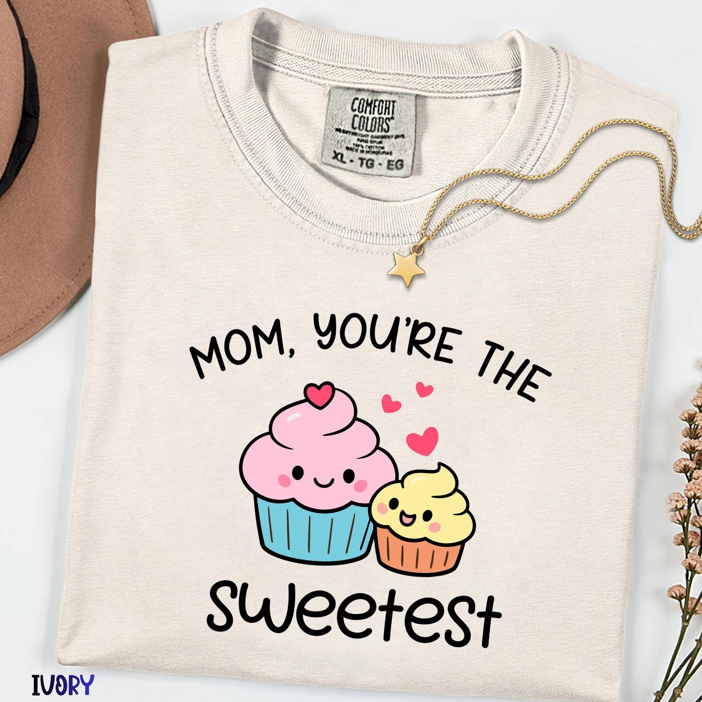 Mom You're the Sweetest Comfort Colors® Shirt, Cute Cupcake Graphic Tee, Funny Mom Baking T-shirt, Gift for Mom, Cake Maker