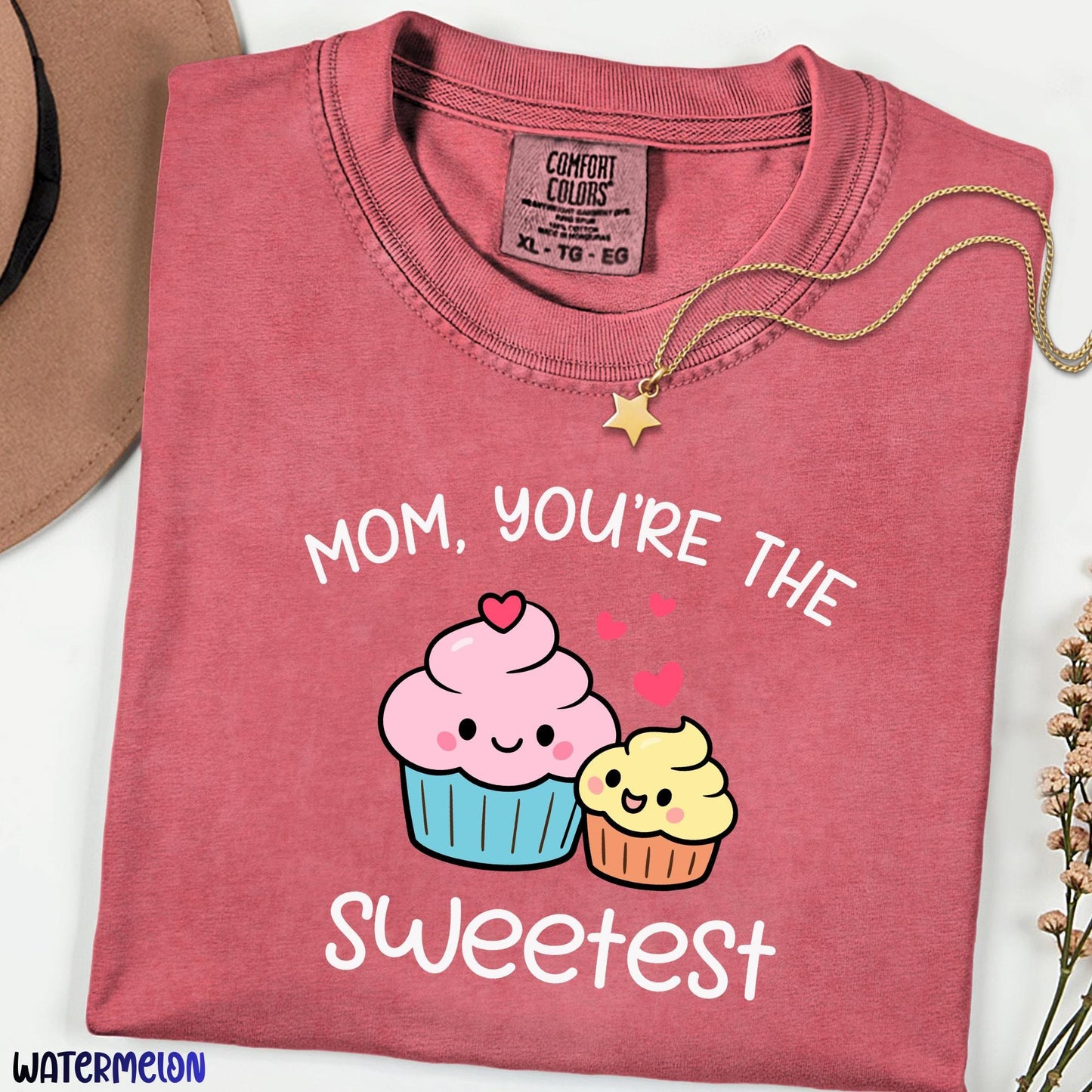 Mom You're the Sweetest Comfort Colors® Shirt, Cute Cupcake Graphic Tee, Funny Mom Baking T-shirt, Gift for Mom, Cake Maker