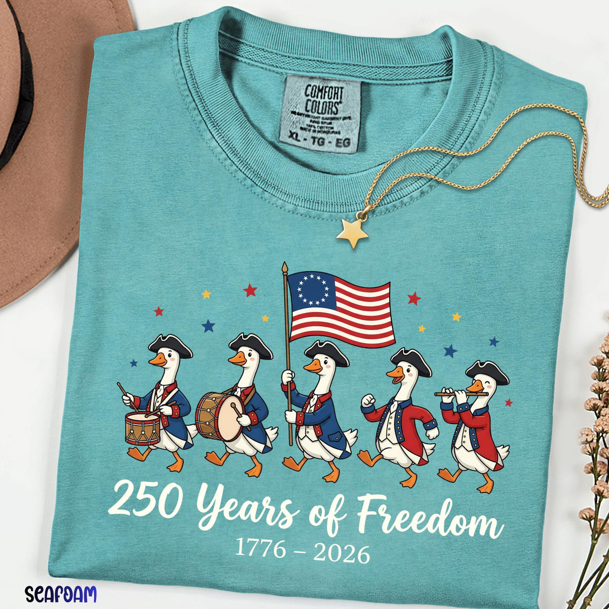 America 250 Years Comfort Colors® Shirt, Funny Patriotic Goose Tee, 250th Freedom Anniversary, Silly Goose Parade Independence USA