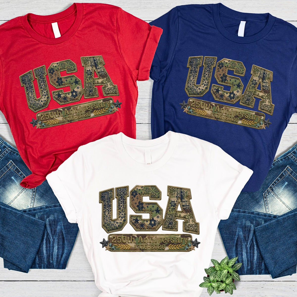 Camo Usa 250 Shirt, Faux Patchwork Independence Day Shirt, 250th Anniversary Shirts 4th of July Shirt Patriotic Gift
