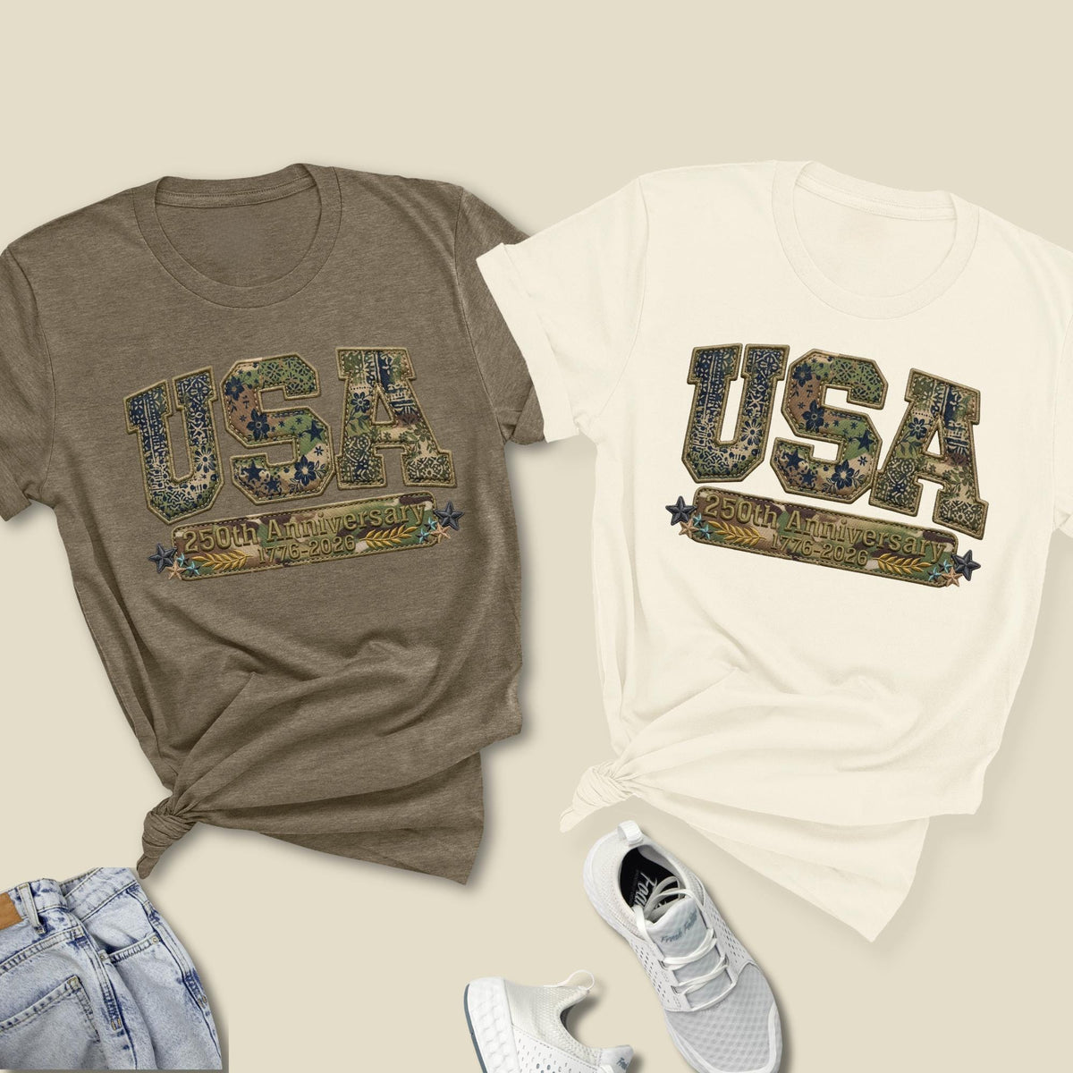 Camo Usa 250 Shirt, Faux Patchwork Independence Day Shirt, 250th Anniversary Shirts 4th of July Shirt Patriotic Gift