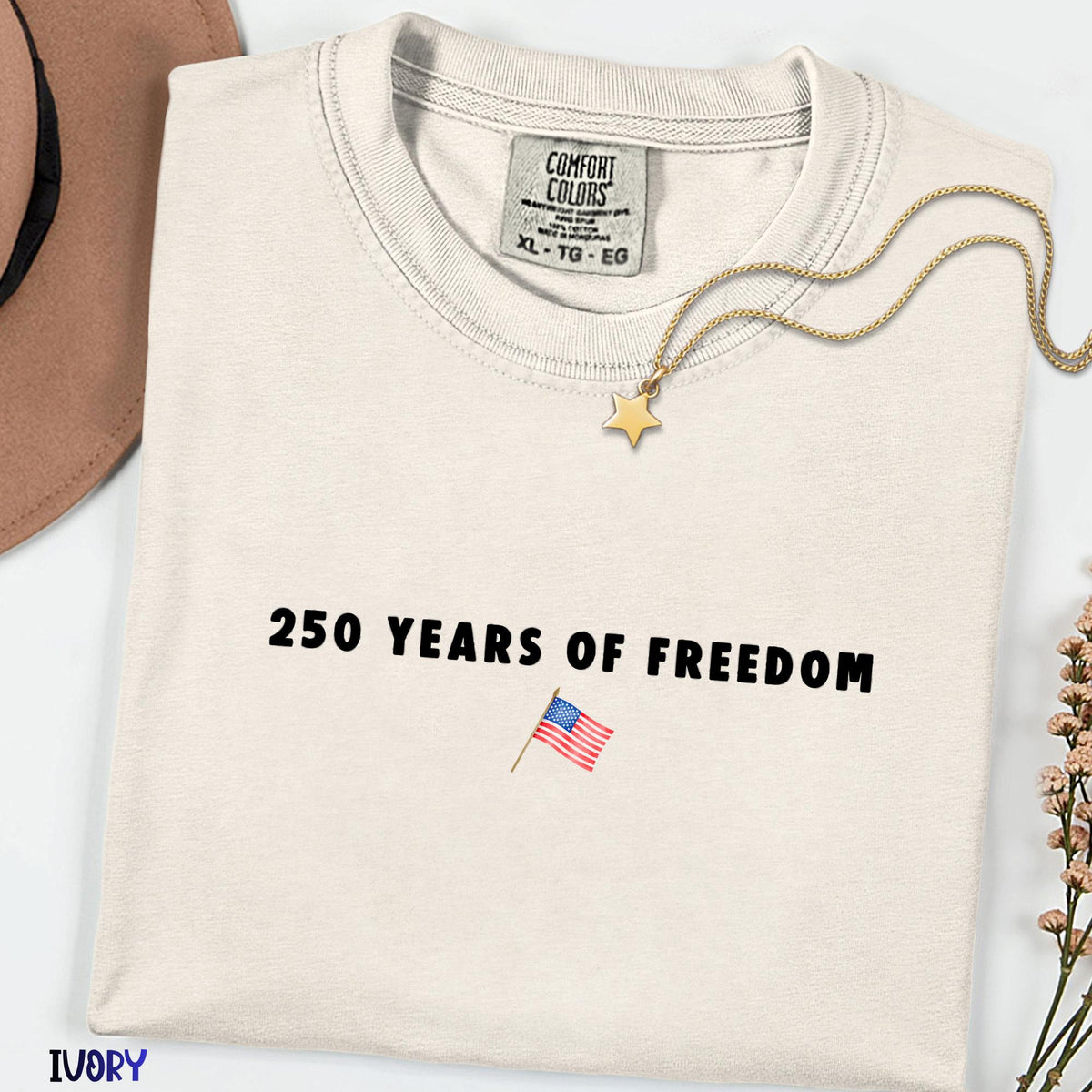 250 Years of Freedom Shirt, USA Patriotic Anniversary Comfort Colors® Tee, American 250 4th of July Shirt, Youth & Adult