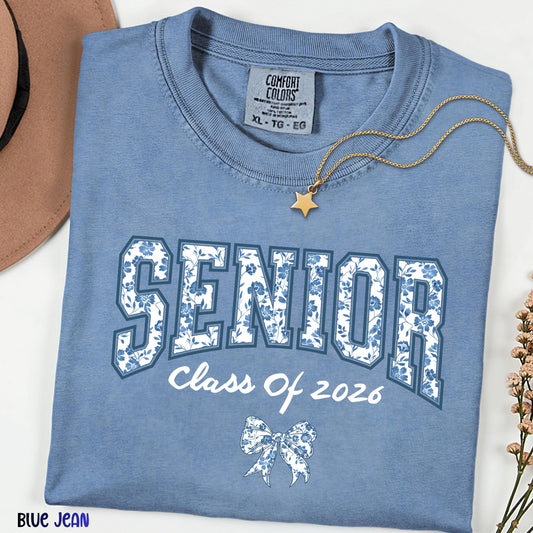 Class of 2026 Comfort Colors® Shirt, Coquette Bow Floral Senior Tee, Cute Graduation Gift, Aesthetic Back to School Outfit