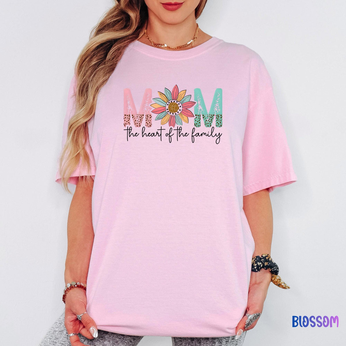 Comfort Colors® Mom The Heart of the Family Shirt, Vintage Floral Mama T-Shirt, Mom Gift, Mother’s Day Shirt, Mom Life Tee