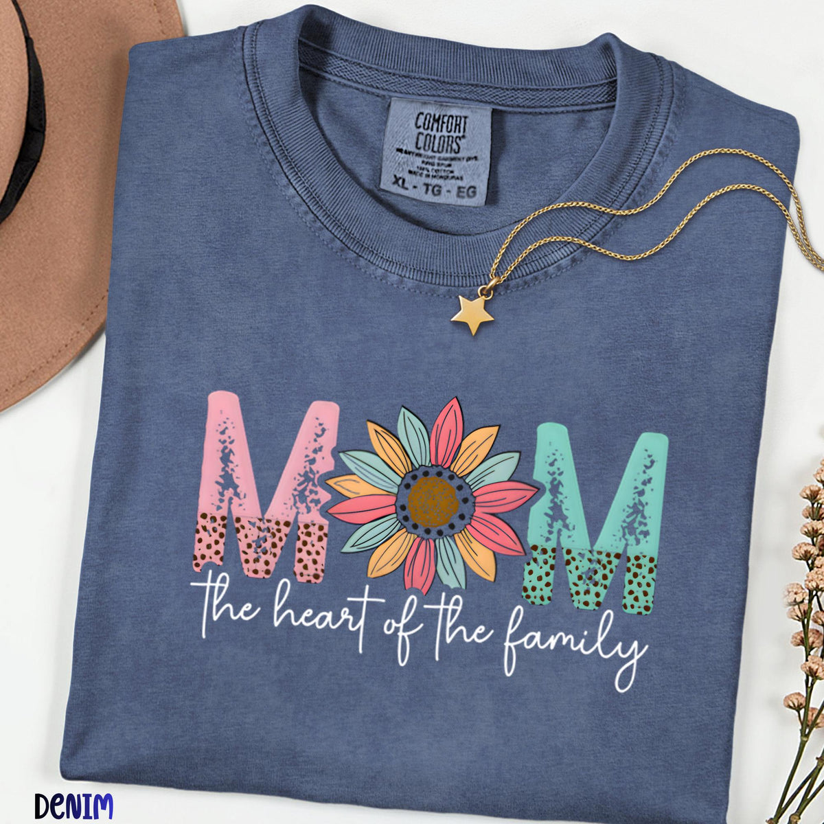 Comfort Colors® Mom The Heart of the Family Shirt, Vintage Floral Mama T-Shirt, Mom Gift, Mother’s Day Shirt, Mom Life Tee