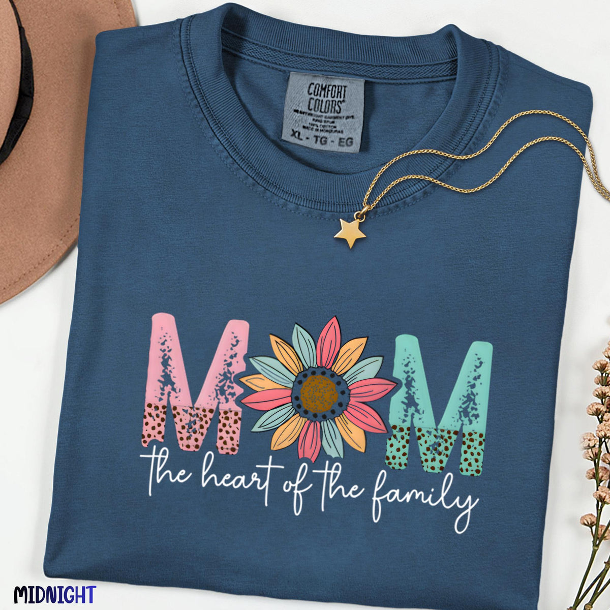 Comfort Colors® Mom The Heart of the Family Shirt, Vintage Floral Mama T-Shirt, Mom Gift, Mother’s Day Shirt, Mom Life Tee