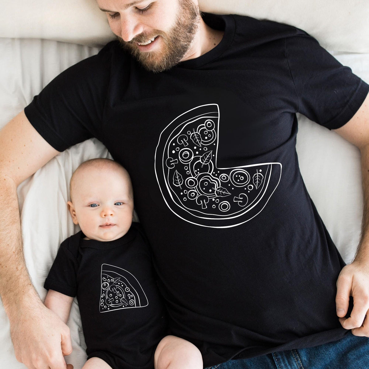 Dad and Baby Matching Pizza Day Family T-Shirt