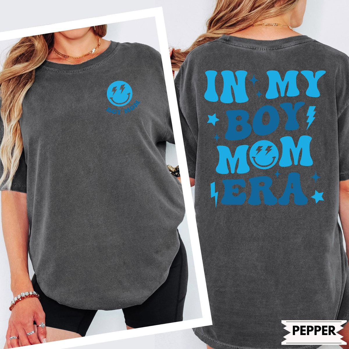 In My Boy Mom Era Comfort Colors® Shirt, Boy Mama Club Tee, New Mom Gift, Vintage Boy Mom Shirt, Double Sided Pocket Print Tee