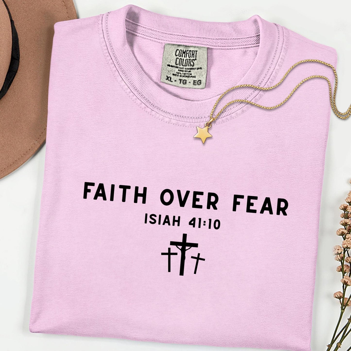 Faith Over Fear Tee, Minimal Christian Comfort Colors® Shirt, Inspirational Jesus Top, Aesthetic Worship Apparel, Meaningful Faith Gift