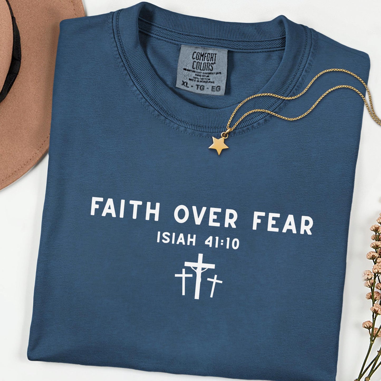 Faith Over Fear Tee, Minimal Christian Comfort Colors® Shirt, Inspirational Jesus Top, Aesthetic Worship Apparel, Meaningful Faith Gift