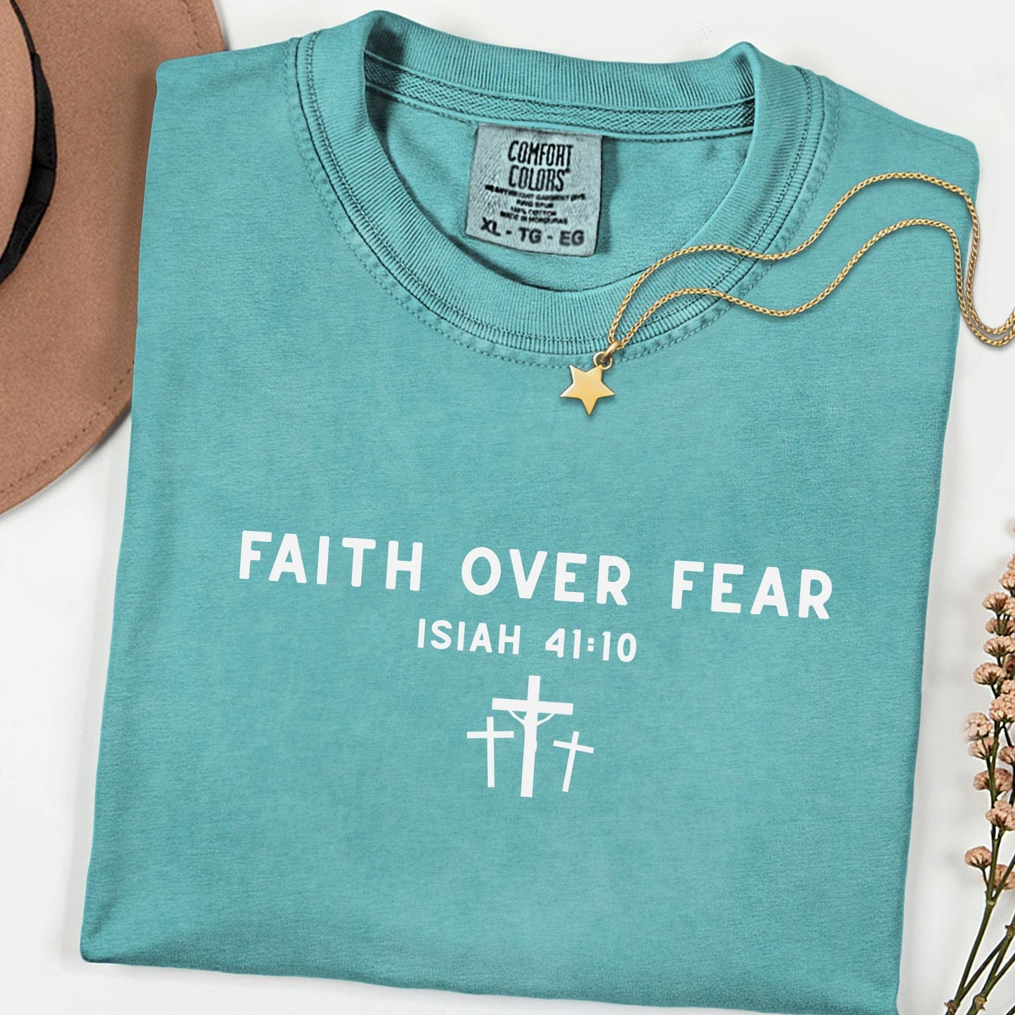 Faith Over Fear Tee, Minimal Christian Comfort Colors® Shirt, Inspirational Jesus Top, Aesthetic Worship Apparel, Meaningful Faith Gift