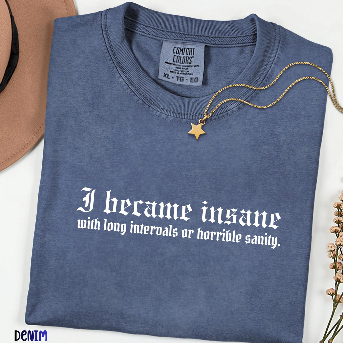 Comfort Colors® Literary Quote Shirt, I Became Insane Tee, Dark Academia Shirt, Bookish Graphic Tee, Gothic Reader Shirt, Book Lover Gift