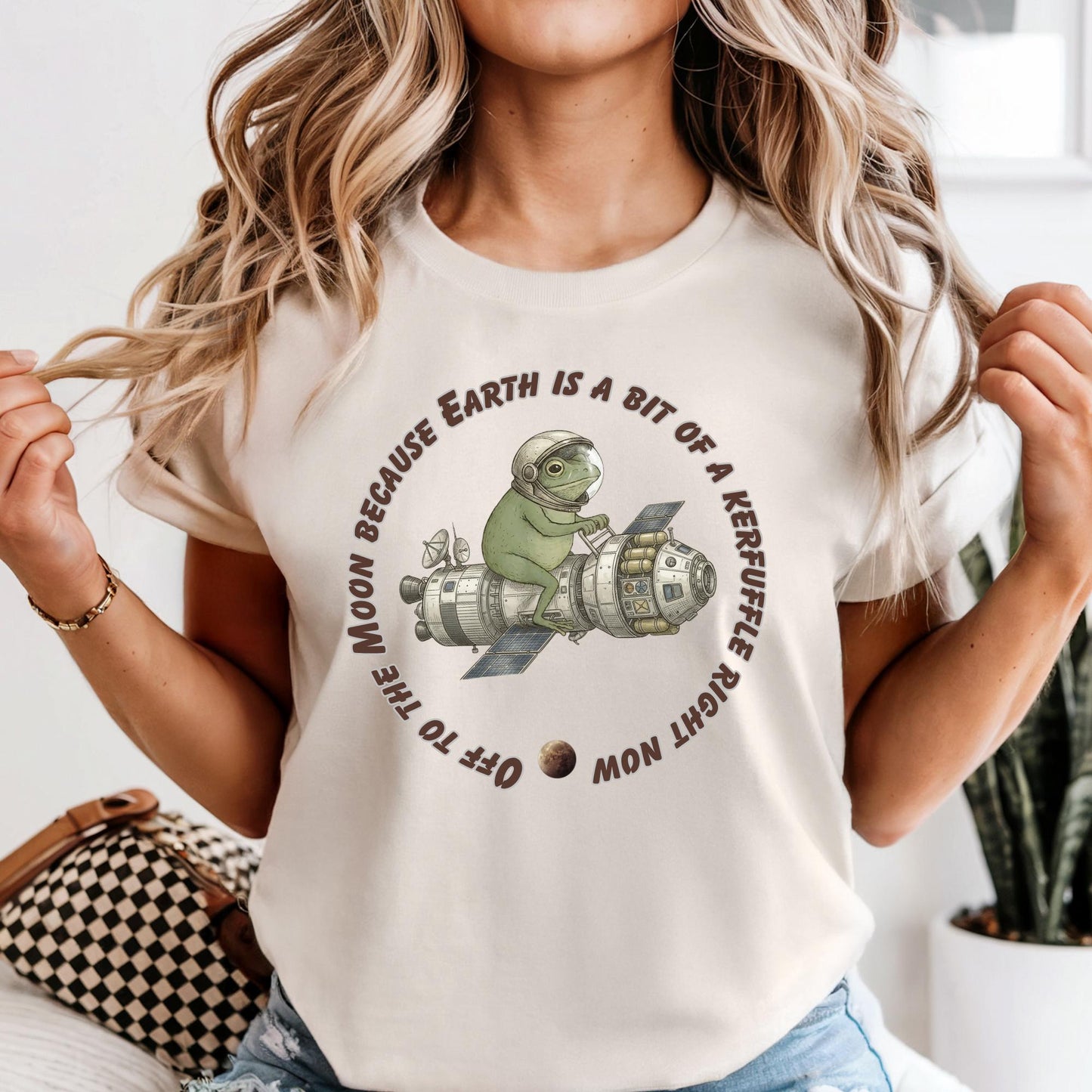 Funny Frog Off to The Moon Shirt, Retro Space Frog Tee, Weirdcore Meme T-Shirt, Artemis II Inspired Spaceship Frog Shirt