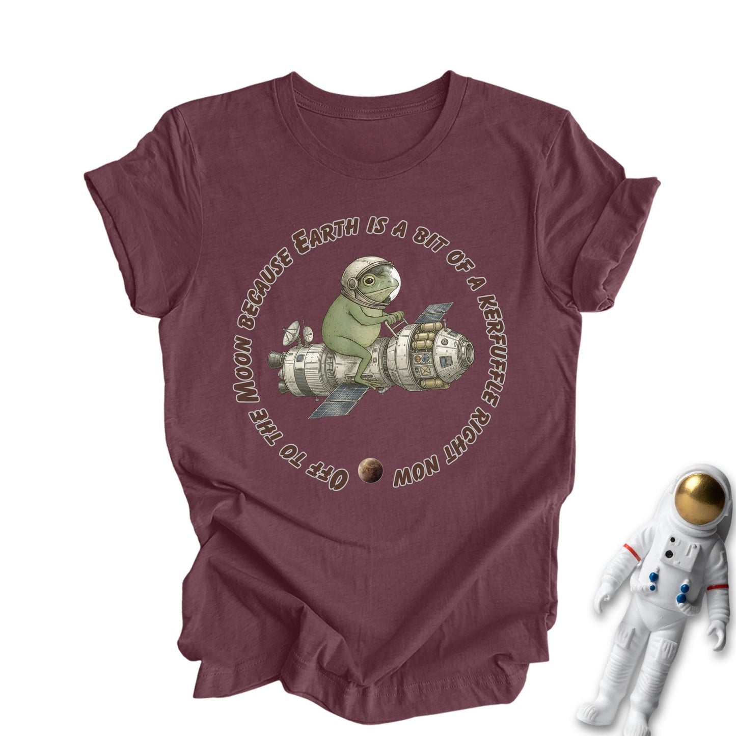 Funny Frog Off to The Moon Shirt, Retro Space Frog Tee, Weirdcore Meme T-Shirt, Artemis II Inspired Spaceship Frog Shirt