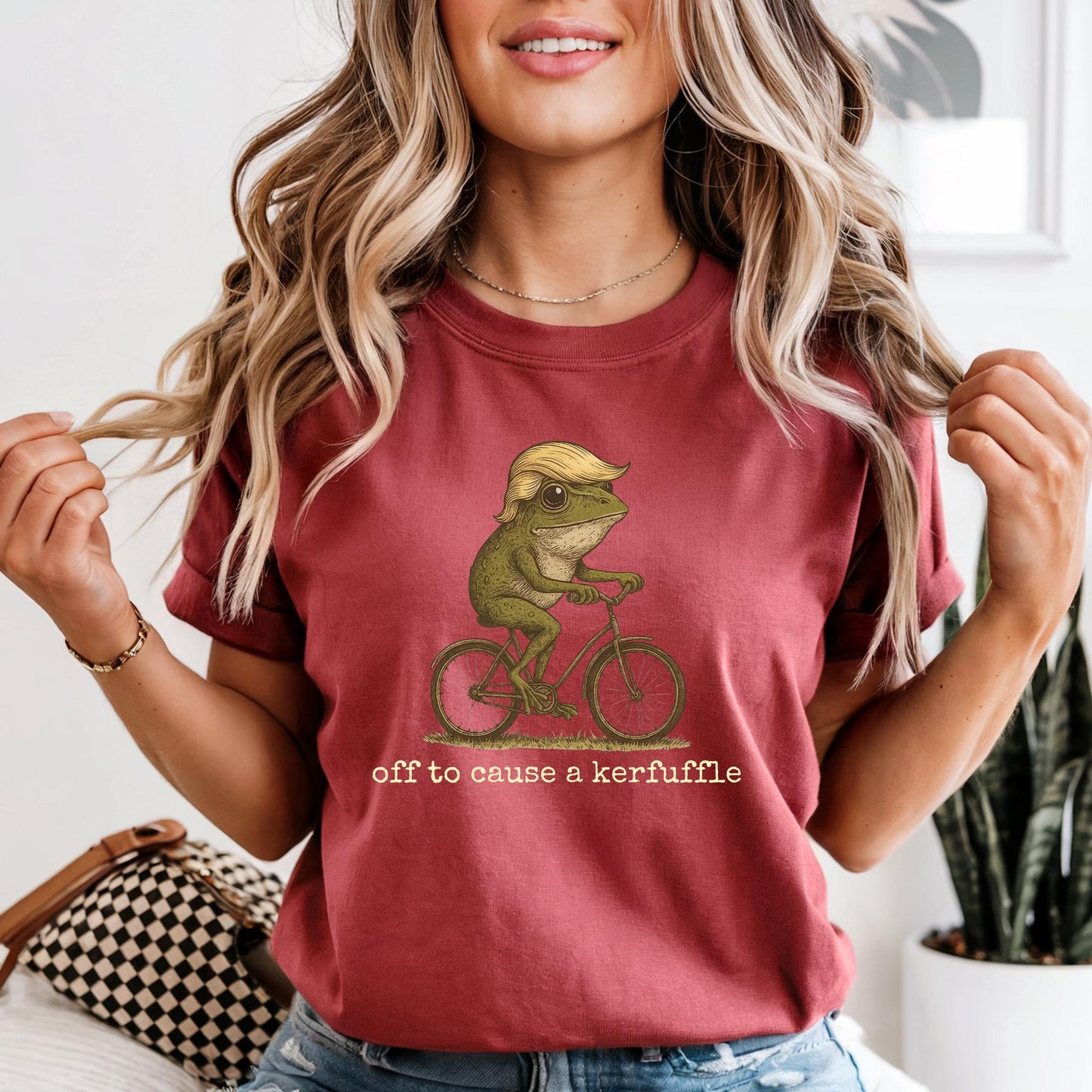 Off to Cause a Kerfuffle Frog T-Shirt, Funny Frog Meme Shirt Anti Trump Protest Activist Gift