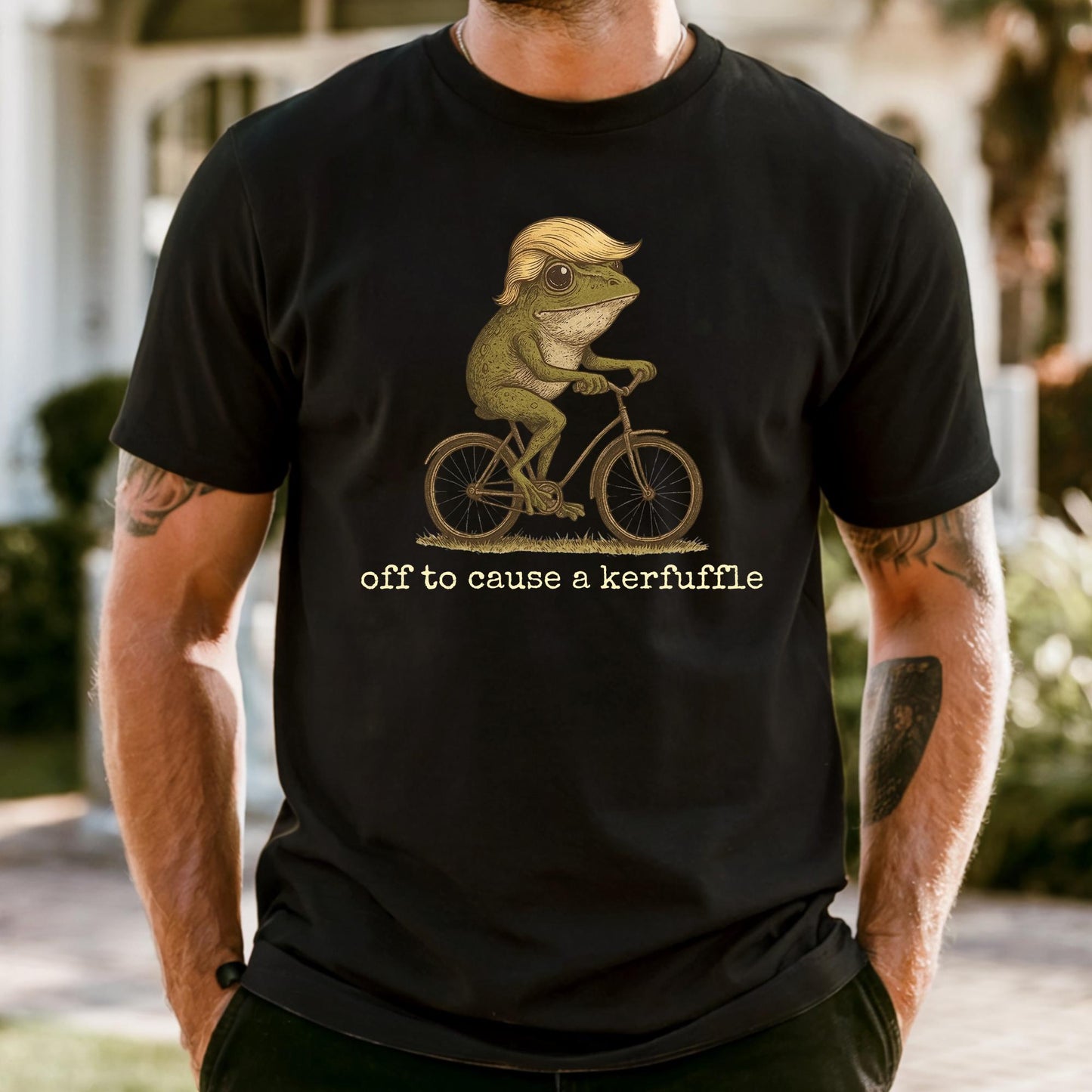 Off to Cause a Kerfuffle Frog T-Shirt, Funny Frog Meme Shirt Anti Trump Protest Activist Gift