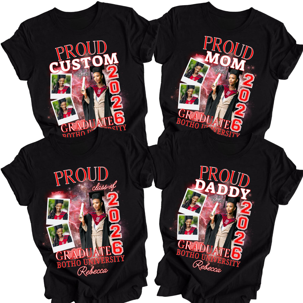 Proud Mom of a 2026 Graduate Shirt, Custom Poloroid Photo Graduation Tee, Family Matching Shirt, Senior Class of 2026 Shirt