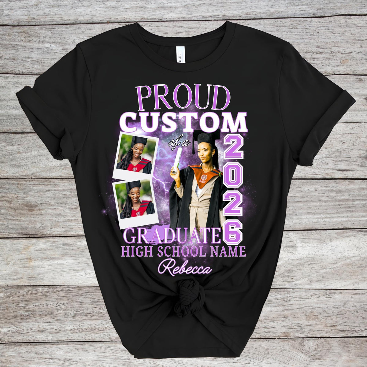 Proud Mom of a 2026 Graduate Shirt, Custom Poloroid Photo Graduation Tee, Family Matching Shirt, Senior Class of 2026 Shirt