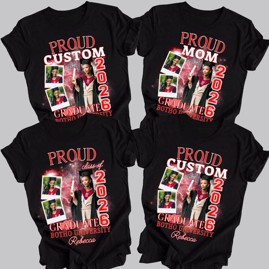 Proud Mom of a 2026 Graduate Shirt, Custom Poloroid Photo Graduation Tee, Family Matching Shirt, Senior Class of 2026 Shirt