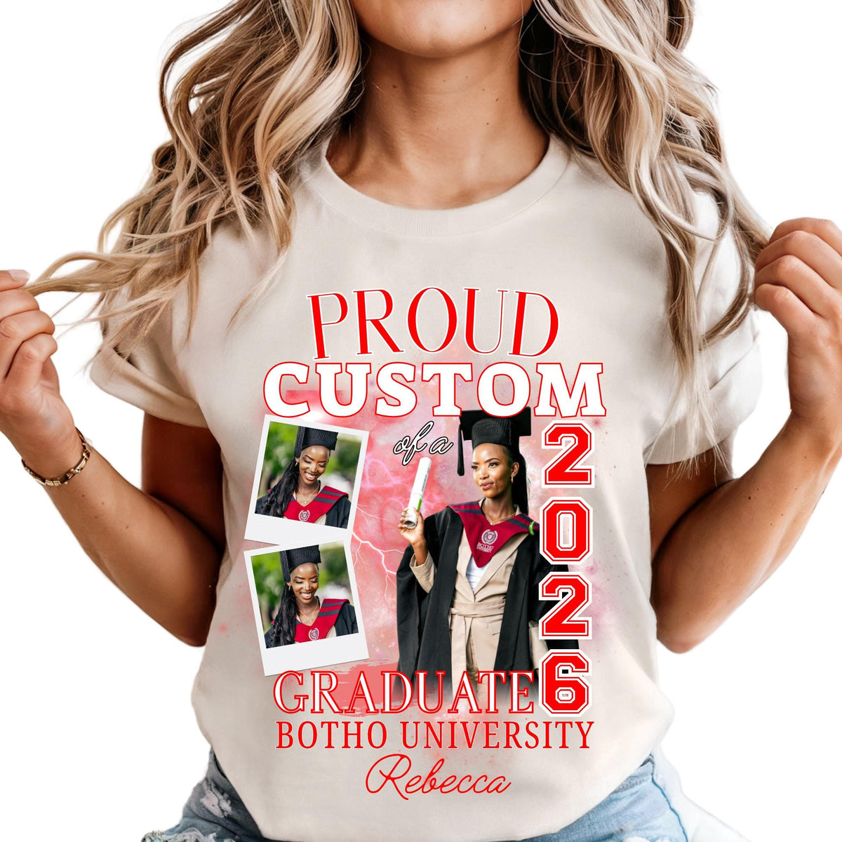 Custom 2026 Graduate Shirt With Custom Photo Comfort Colors®  Proud Mom of a Graduation Family Matching Tee