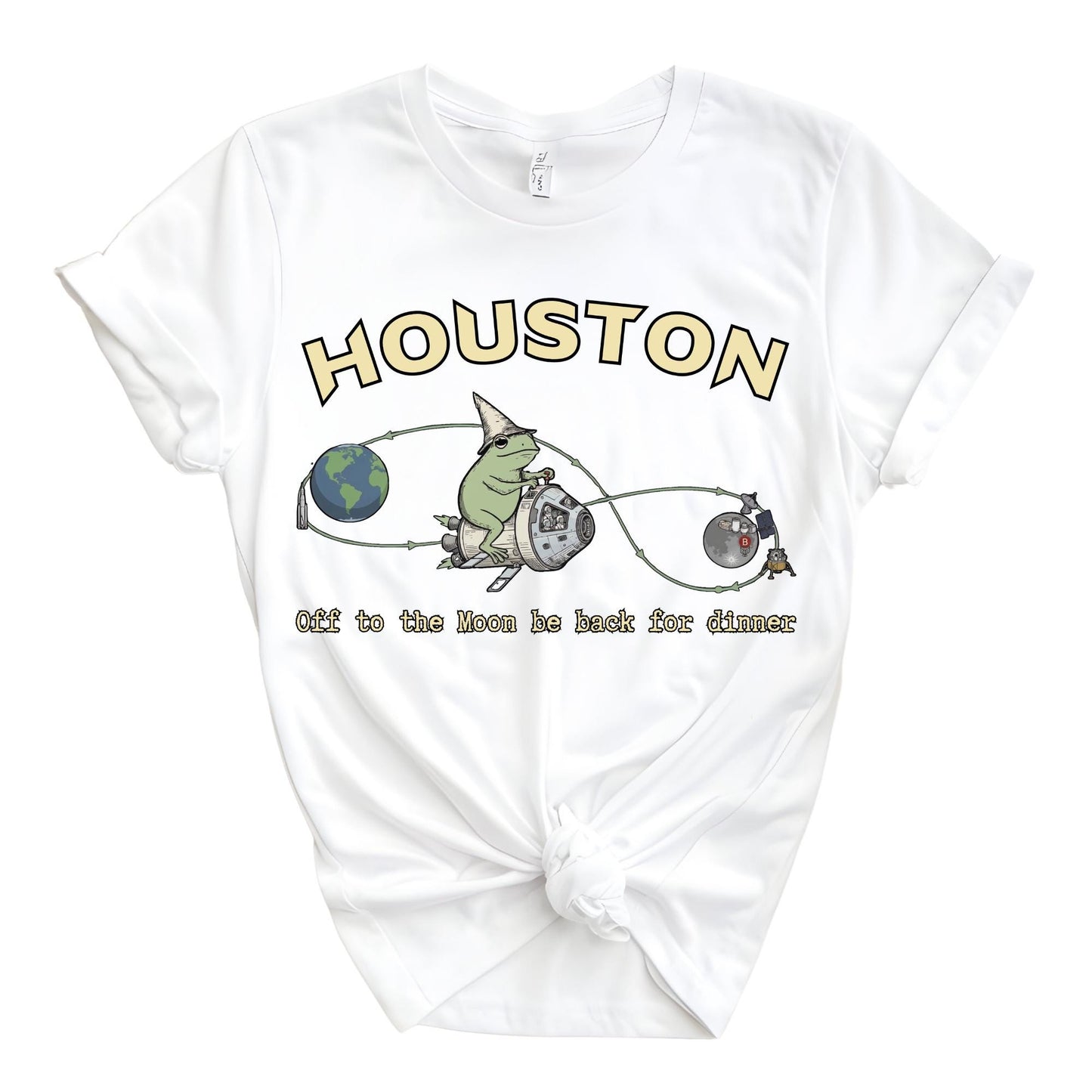 Funny Artemis 2 Mission Shirt, Houston off to the Moon be back for the Dinner Shirts For Space Lovers