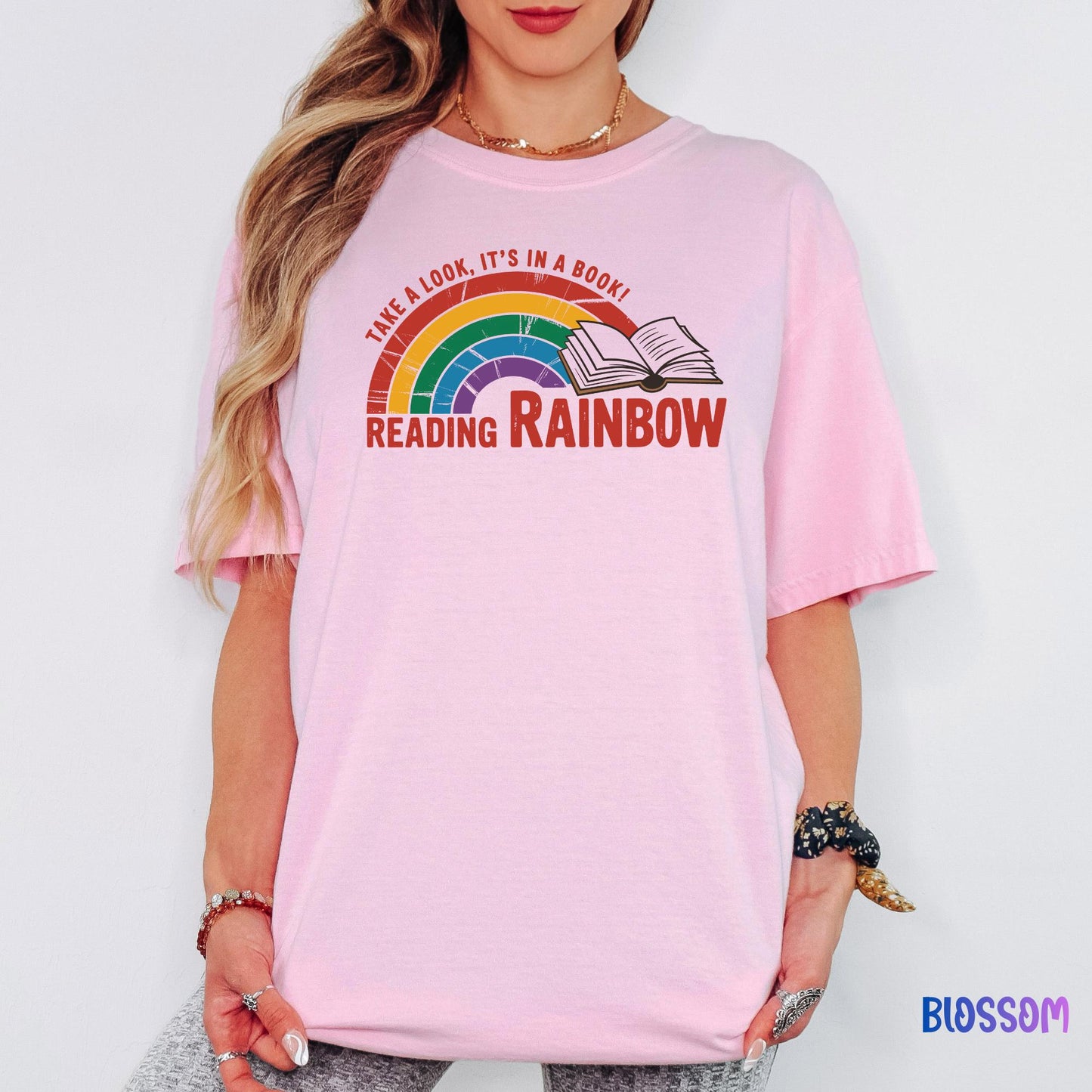 Take a Look It’s in a Book Tee, Comfort Colors® Reading Rainbow Shirt, Funny Bookish T-shirt, Librarian Gift, Book Club Outfit