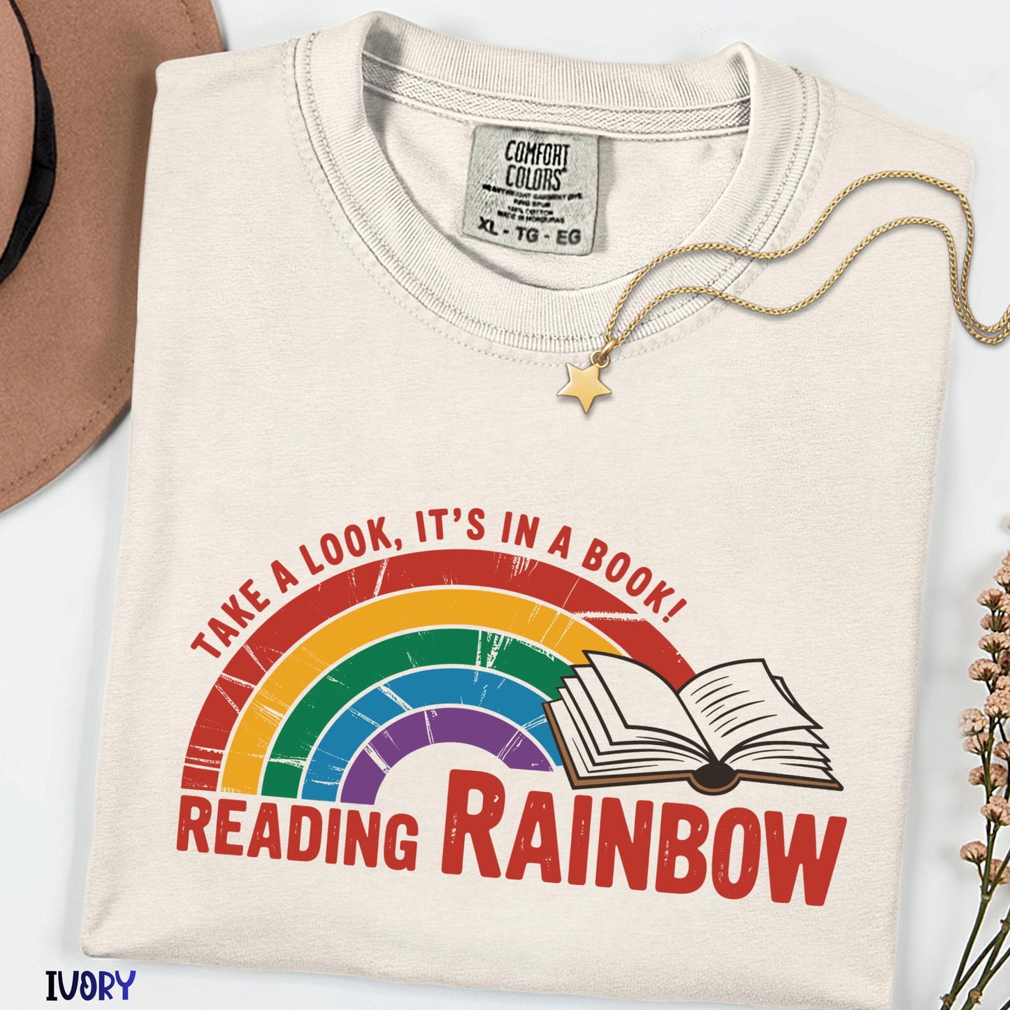 Take a Look It’s in a Book Tee, Comfort Colors® Reading Rainbow Shirt, Funny Bookish T-shirt, Librarian Gift, Book Club Outfit