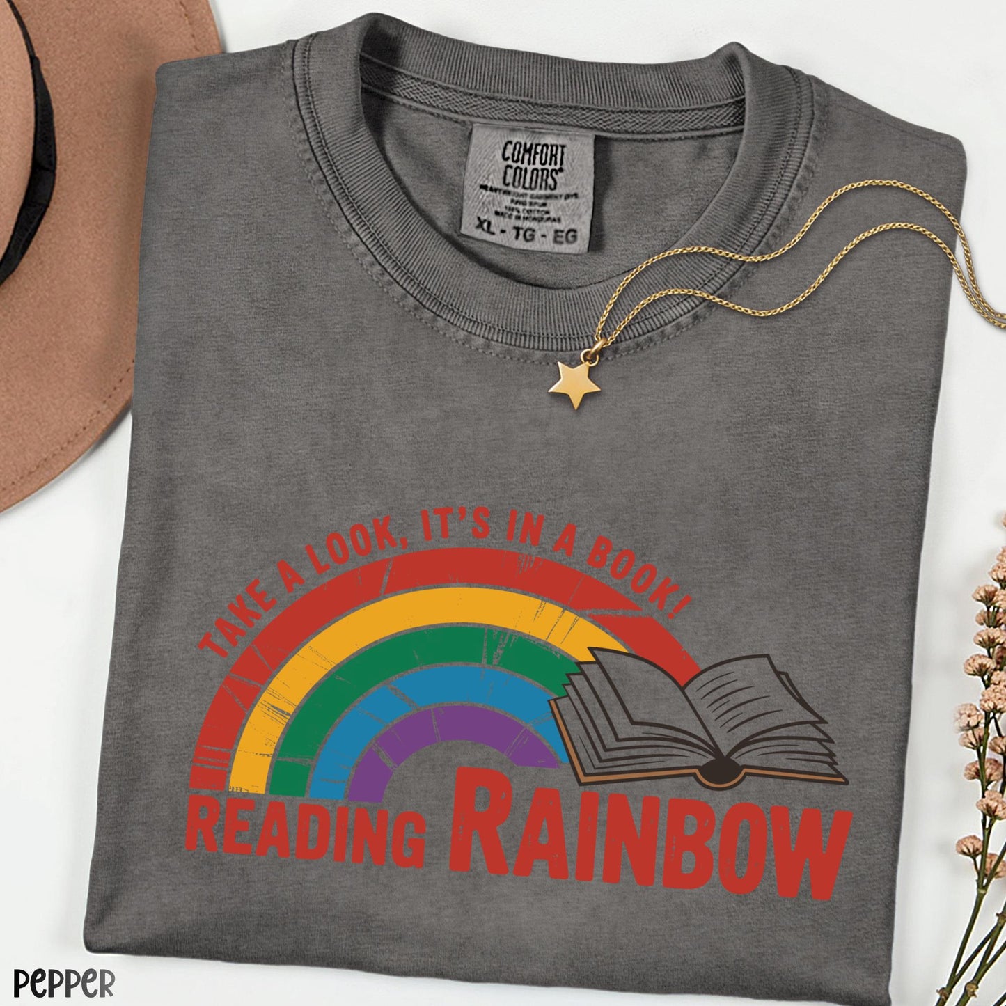 Take a Look It’s in a Book Tee, Comfort Colors® Reading Rainbow Shirt, Funny Bookish T-shirt, Librarian Gift, Book Club Outfit