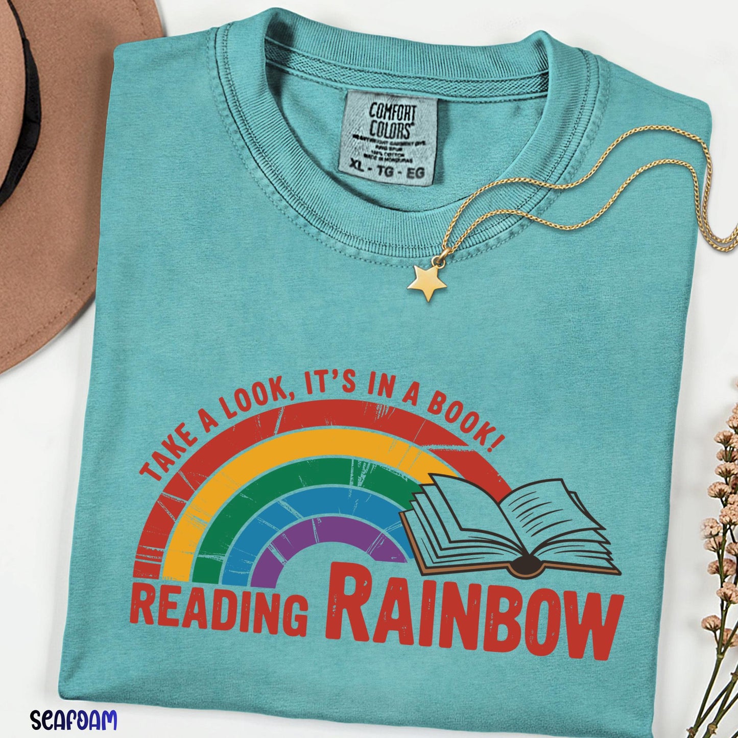 Take a Look It’s in a Book Tee, Comfort Colors® Reading Rainbow Shirt, Funny Bookish T-shirt, Librarian Gift, Book Club Outfit