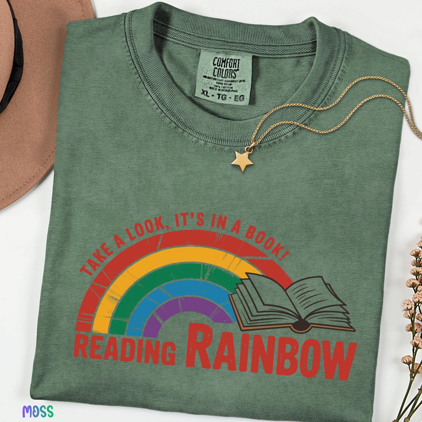 Take a Look It’s in a Book Tee, Comfort Colors® Reading Rainbow Shirt, Funny Bookish T-shirt, Librarian Gift, Book Club Outfit