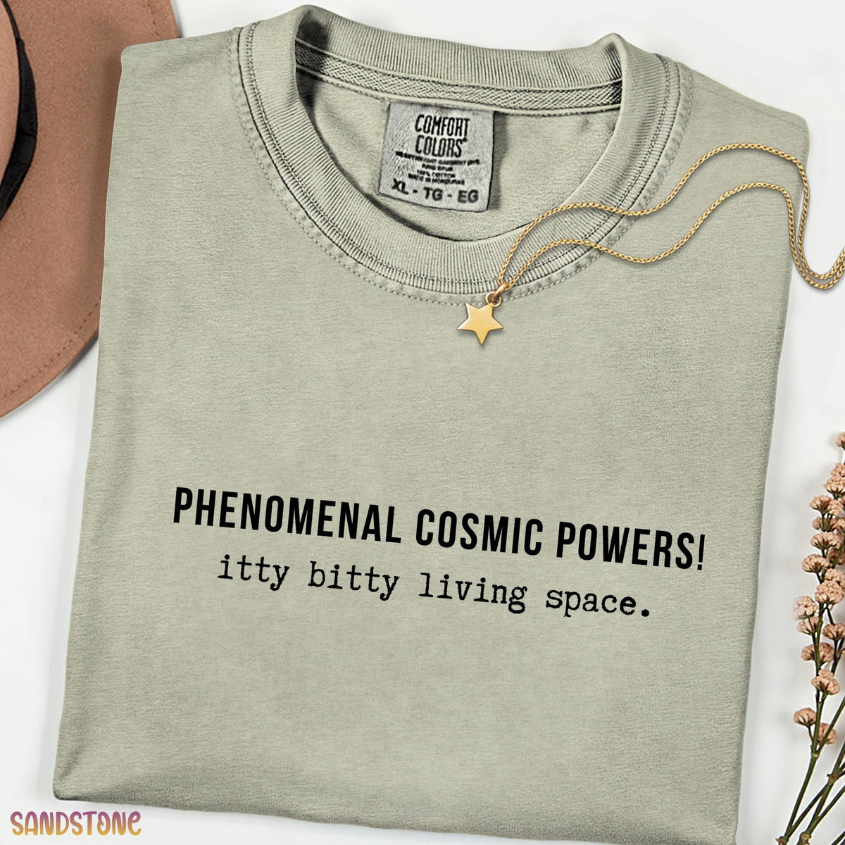 Phenomenal Cosmic Powers Shirt, Funny Quote Tee, Comfort Colors® Minimal Typography T Shirt, Itty Bitty Living Space Tee, Cosmic Shirt
