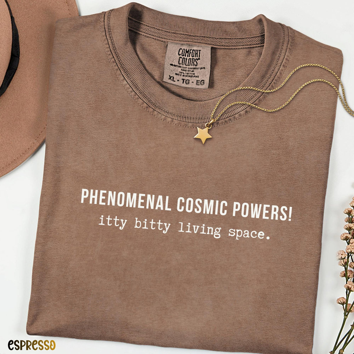 Phenomenal Cosmic Powers Shirt, Funny Quote Tee, Comfort Colors® Minimal Typography T Shirt, Itty Bitty Living Space Tee, Cosmic Shirt