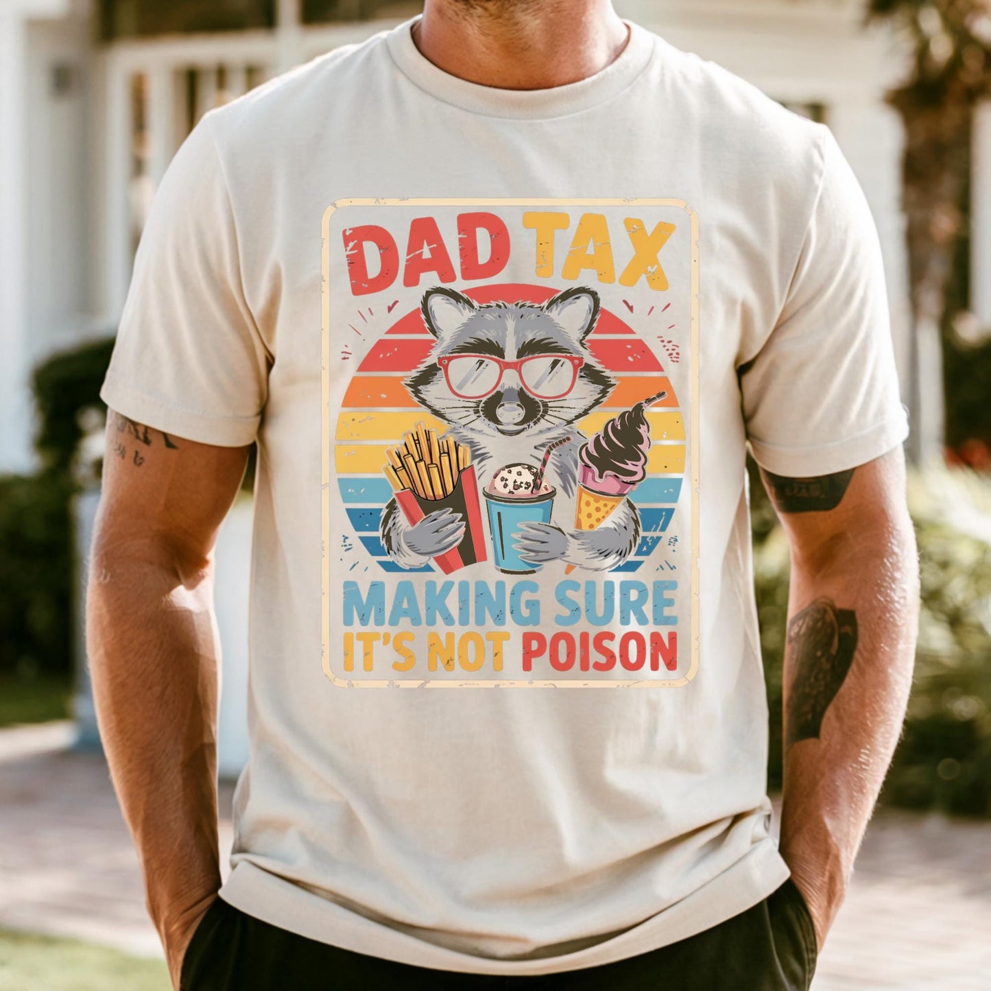 Funny Dad Tax Shirt for Dad, Comfort Colors® Making Sure It's Not Poison Gift for Him, Funny Raccoon Dad Tax Dad
