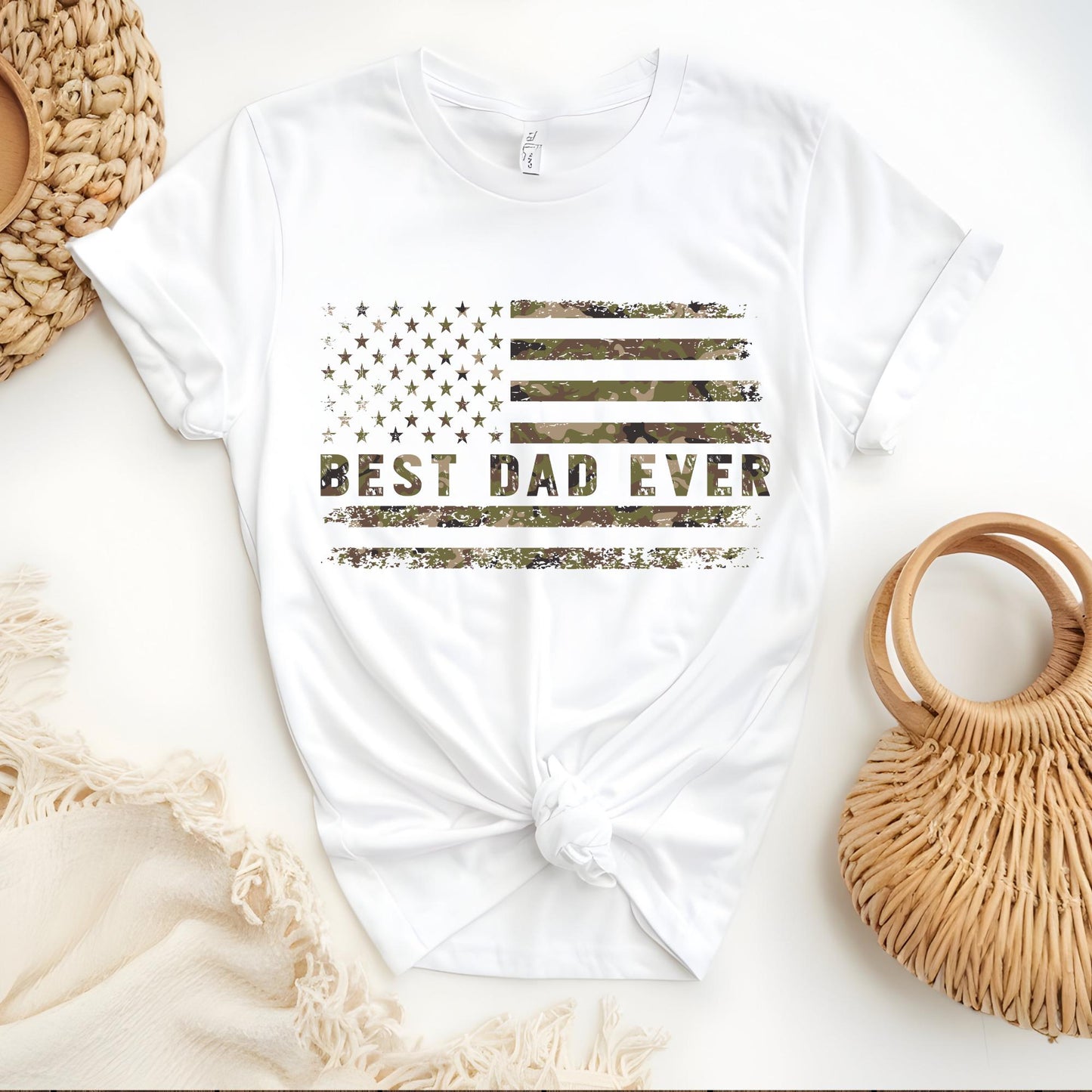 Camo Best Dad Ever Shirt, Comfort Colors® Camouflage Dad Shirt, Retro Varsity Dad Tee, Duck Camo Father’s Day Gift, Gift For Dad