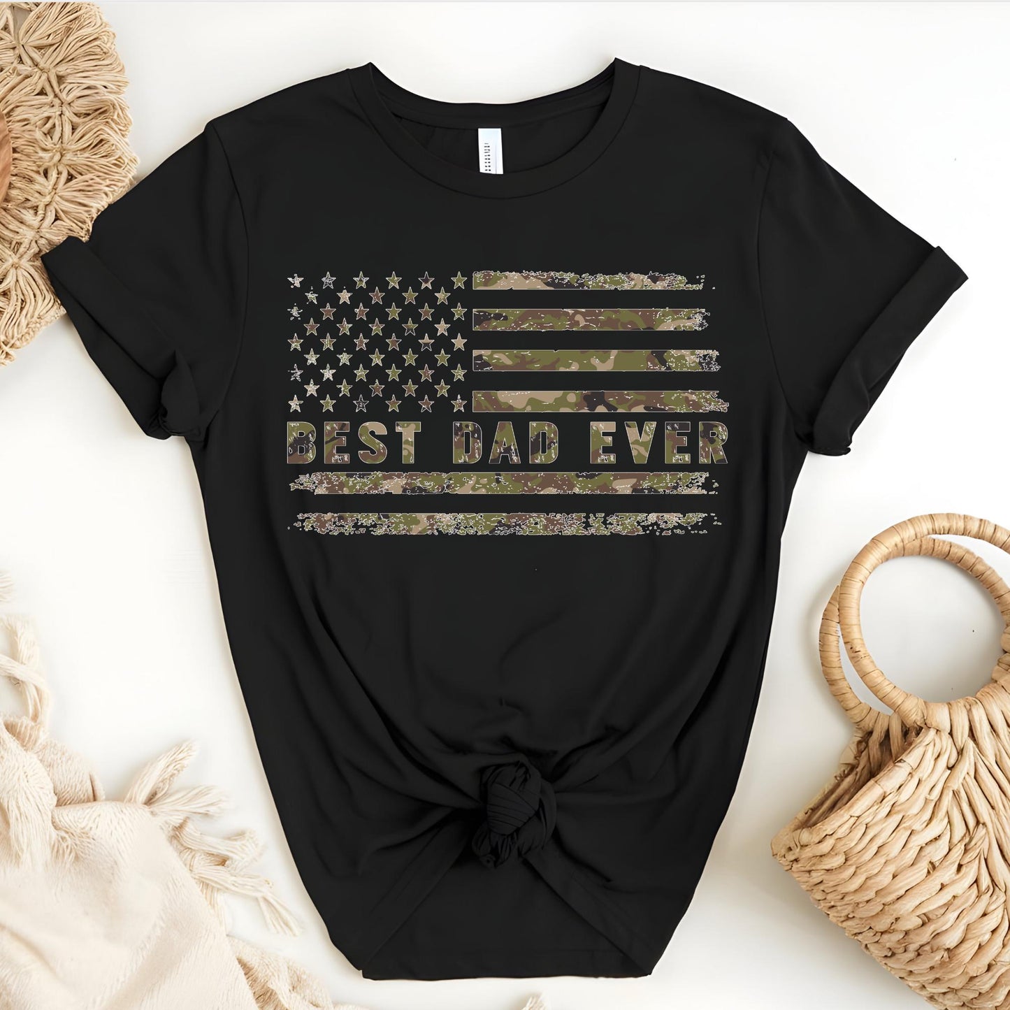 Camo Best Dad Ever Shirt, Comfort Colors® Camouflage Dad Shirt, Retro Varsity Dad Tee, Duck Camo Father’s Day Gift, Gift For Dad
