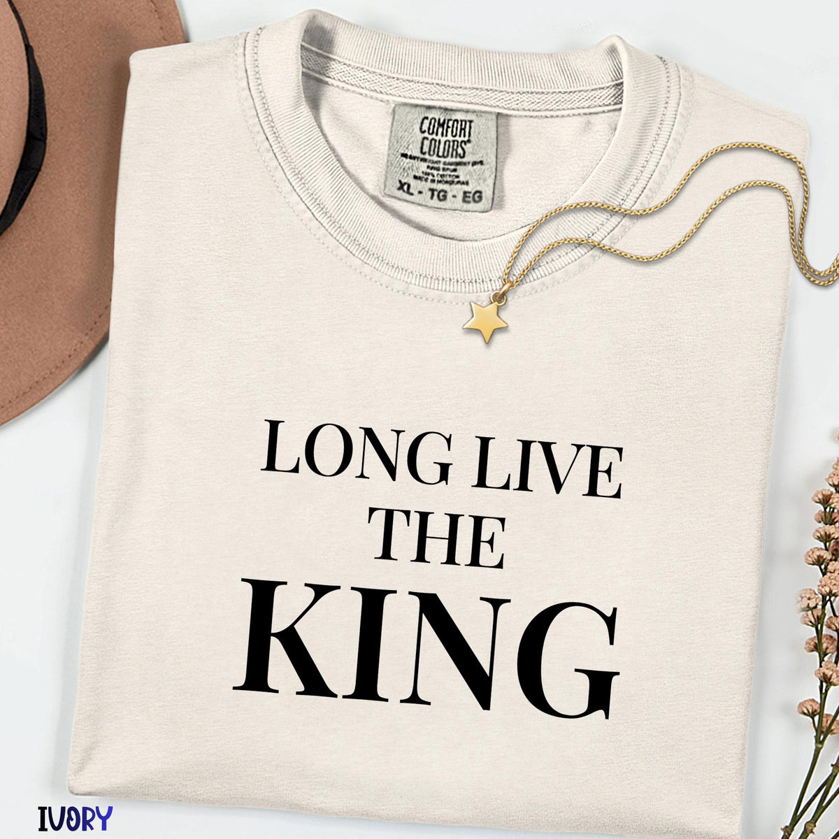 Comfort Colors® Long Live The King Shirt, Literary Quote Tee, Vintage Typography Shirt, Bold Statement Graphic Tee, Bookish Gift for Readers