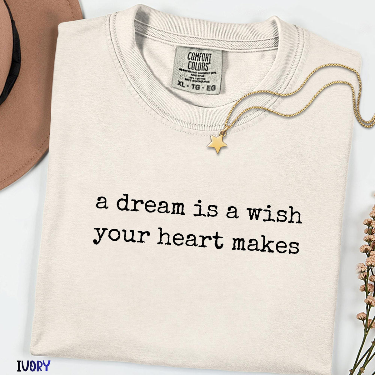A Dream Is a Wish Your Heart Makes Shirt, Fairy Tale Quote Minimalist  Comfort Colors® Tee, Inspirational Quote T-shirt, Magical Saying Tee