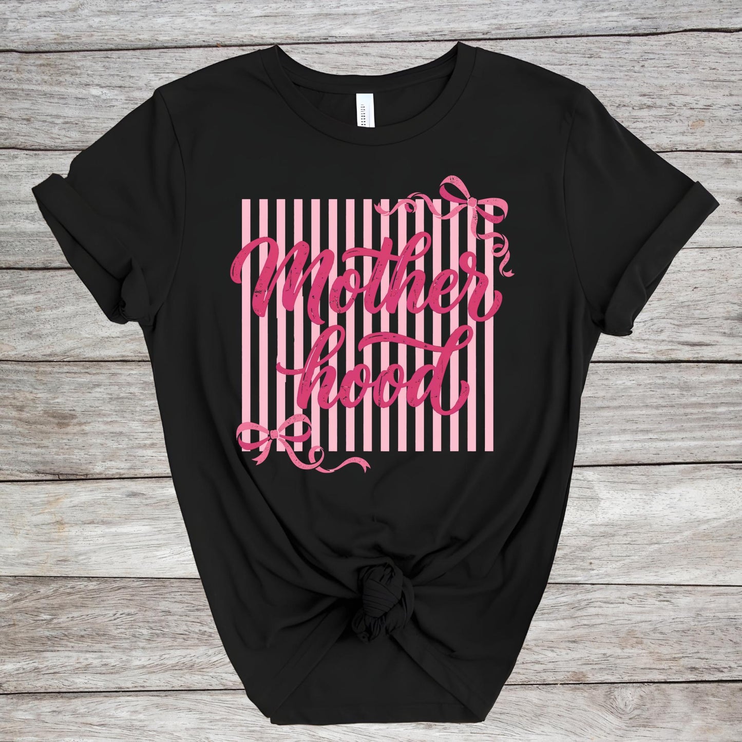 Striped Motherhood Shirt Coquette Bow Mama Tee Mothers Day Gift