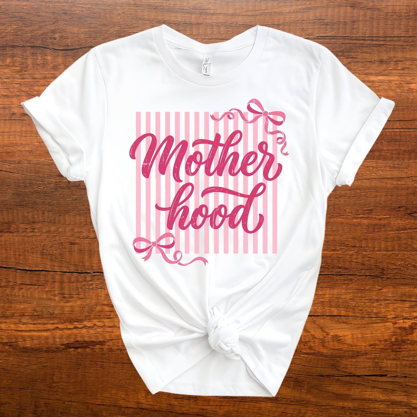 Striped Motherhood Shirt Coquette Bow Mama Tee Mothers Day Gift