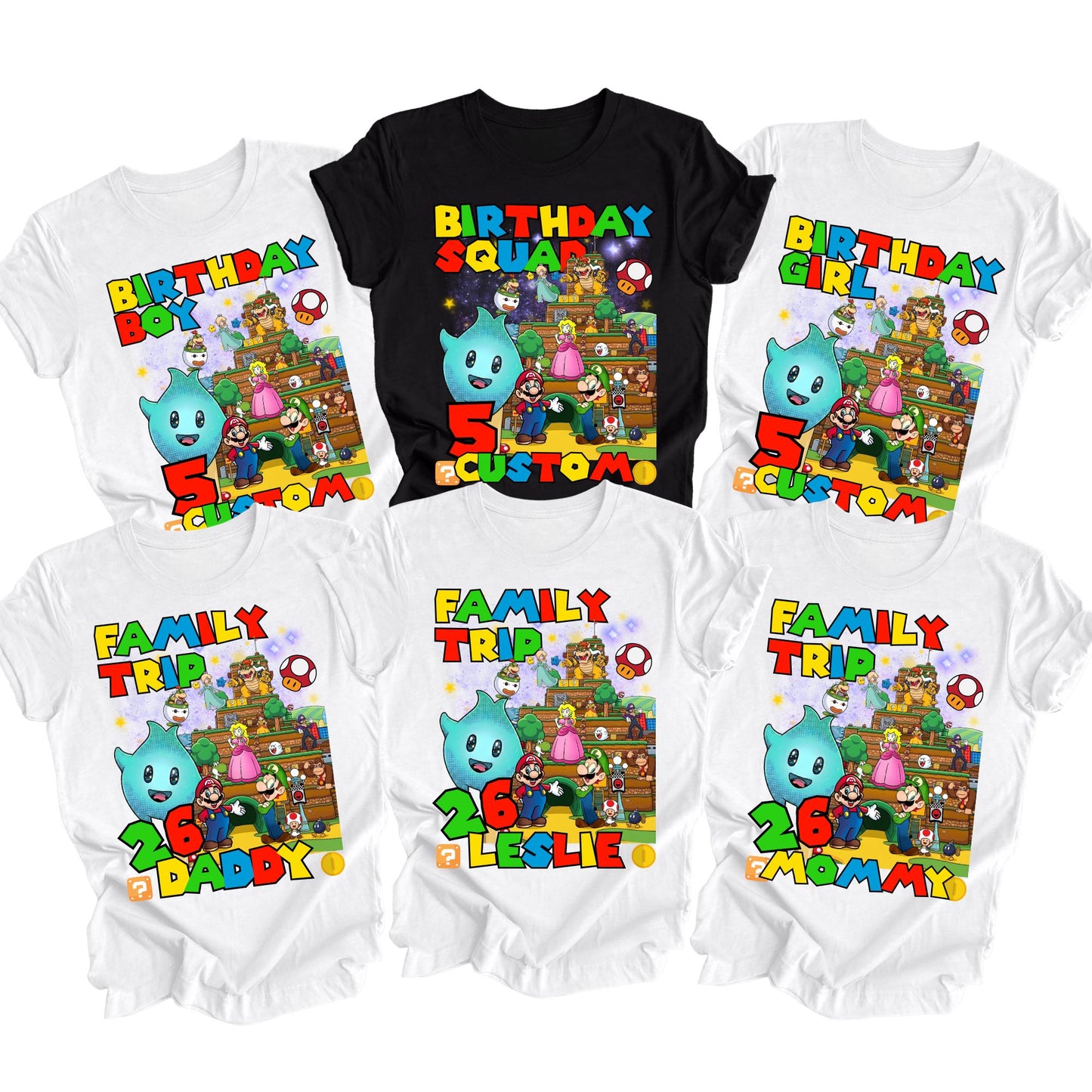 Custom Mario Shirt Epic Universe Family Trip Shirt Lumalee Birthday Boy-Girl Bday Squad Shirts