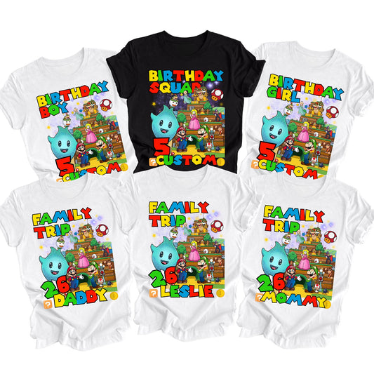 Custom Mario Shirt Epic Universe Family Trip Shirt Lumalee Birthday Boy-Girl Bday Squad Shirts