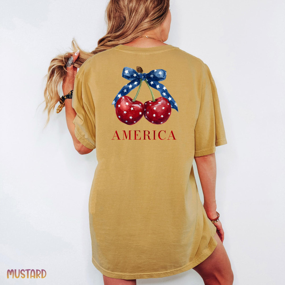 Retro Cherry USA Shirt, Comfort Colors Patriotic Tee, 4th of July Outfit, Vintage America Graphic, Front or Back Print