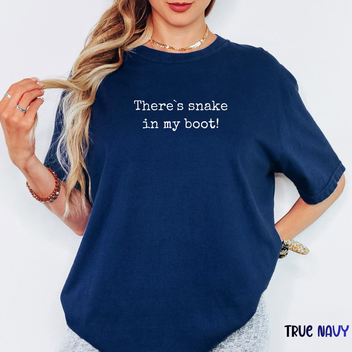 Comfort Colors® “Snake in My Boot” Word Tee, Funny Western Quote Shirt, Unisex Cowboy & Cowgirl Gift, Soft Vintage Joke T-Shirt
