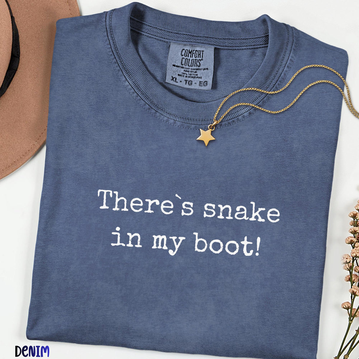 Comfort Colors® “Snake in My Boot” Word Tee, Funny Western Quote Shirt, Unisex Cowboy & Cowgirl Gift, Soft Vintage Joke T-Shirt