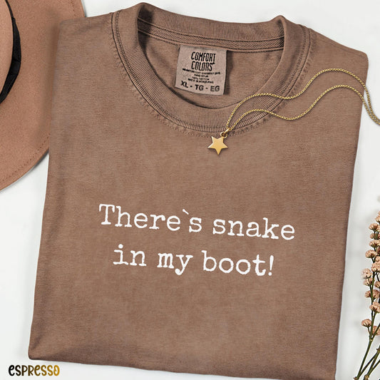 Comfort Colors® “Snake in My Boot” Word Tee, Funny Western Quote Shirt, Unisex Cowboy & Cowgirl Gift, Soft Vintage Joke T-Shirt