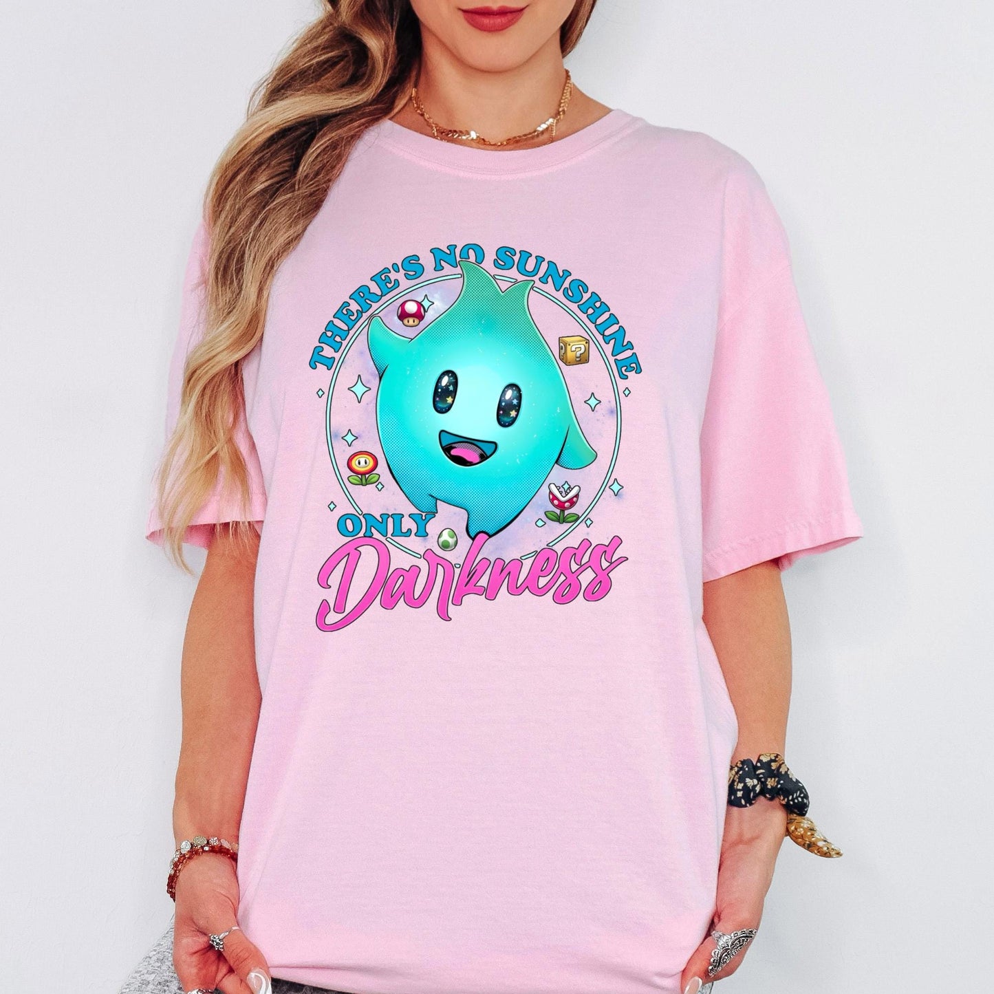 There's No Sunshine Only Darkness Shirt, Super Mario Lumalee Comfort Colors Shirt, Luna Mario Star Shirt