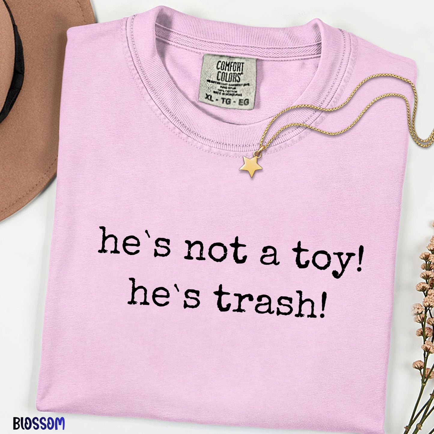 Comfort Colors® He's Not a Toy He's Trash Shirt, Funny Movie Quote Tee, Retro Cartoon Quote Shirt, Minimal Text T-Shirt, Gift Idea